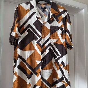 Forever 21 Brown and Orange Geometric Shirt
